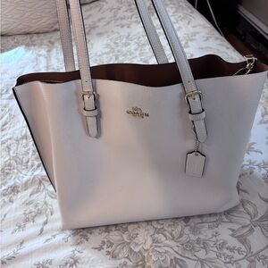 Coach White Leather Two-Tone Tote